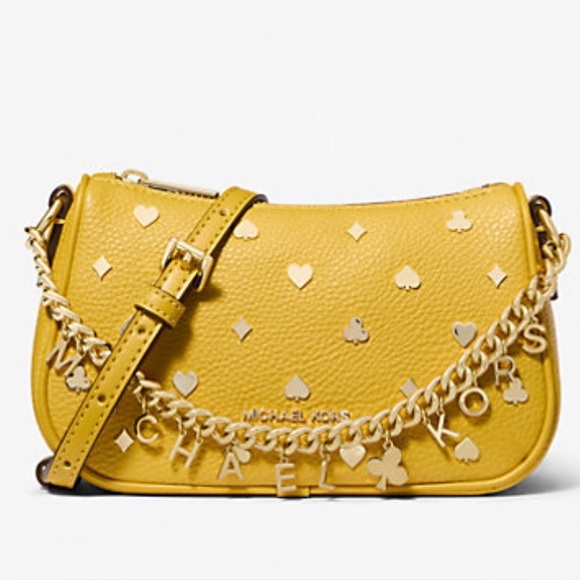 Michael Kors Carmela Small Embellished Crossbody Yellow Bag NWT - Picture 1 of 8